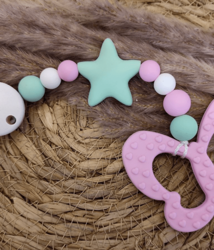 Beißkette Schmetterling babyrosa, mint, weiß